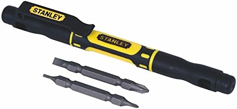 Stanley 4-in-1 Pocket Screwdriver with 2 Double-Ended Bits, Black