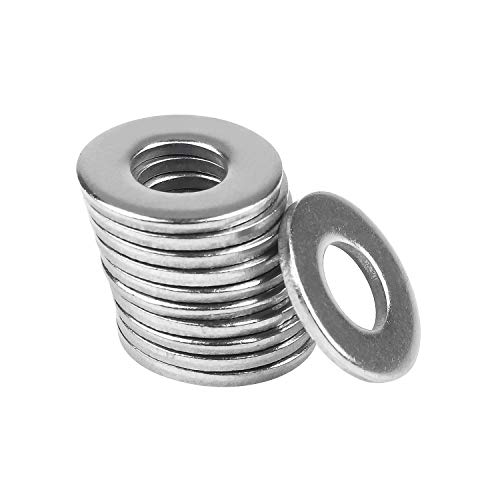 Favordrory 1/4" Stainless Flat Washer, 5/8" Outside Diameter, 304 Stainless Steel, 100 PCS