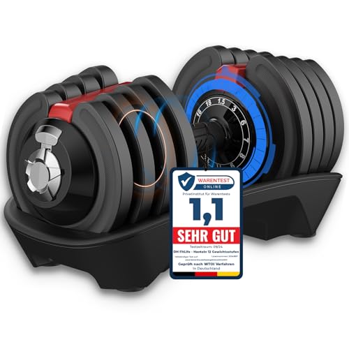 DH FitLife 18kg verstellbare Hanteln Set, 12 Stufen, Kurzhanteln 12-in-1