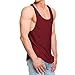 OA ONRUSH AESTHETICS Men's Fashion Longline Tank Tops Extreme Racer Back Curved Hem Vest Wine Red XXL