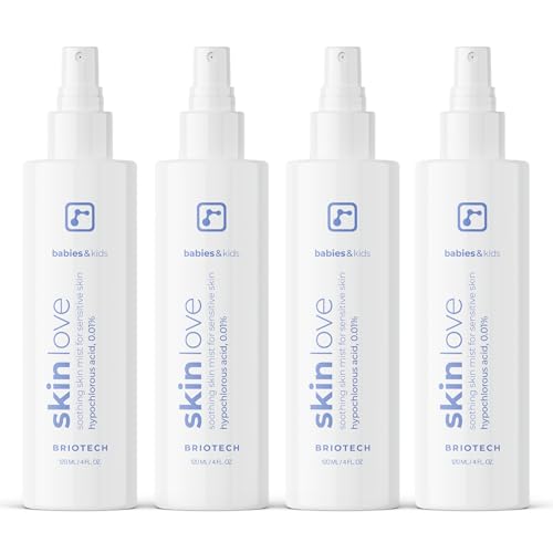 Briotech Baby Skin Love Spray | Gentle Hypochlorous Acid Mist for Soothing, Calming & Cleansing Delicate Skin | Pediatrician-Approved, Added Fragrance-Free | 4 oz (4 Pack)