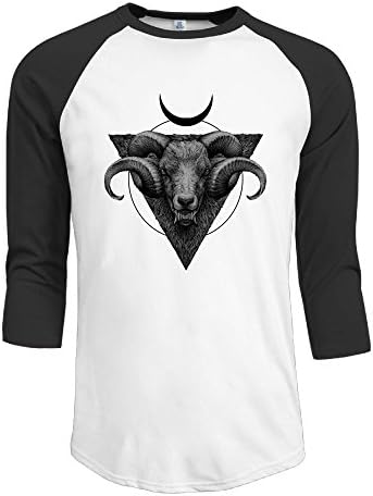 Baphomet Goat Head Satanic Male Casual 3/4 Sleeve Baseball Raglan Durable Fashion Tee