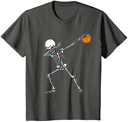 Kids Valentine Dabbing Skeleton Basketball TShirt Funny Dab Dance 12 Asphalt
