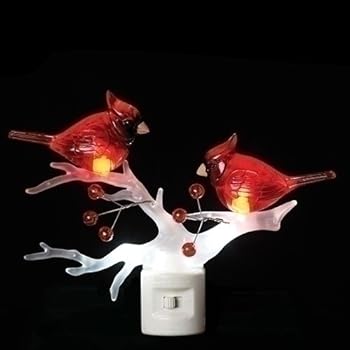 Cardinals on Branch 7 x 6 Inch Plastic Swivel Base Wall Plug In Decorative Night Light