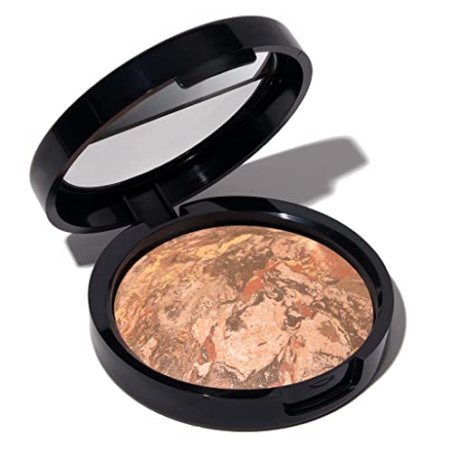 LAURA GELLER Baked Balance-n-Glow Illuminating Powder Foundation (Deep) Buildable Sheer to Light Coverage Baked Foundation, Satin Finish