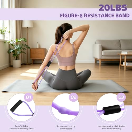 Set of Resistance Bands, Elastic Bands for Pedal and Handles, Ankle Pulleys Gym, Elastic Bands for Figure 8, Fitness Elastic Band for Abs at Home