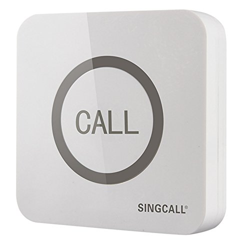 SINGCALL Wireless Calling System, Service Calling, Home Caring, Can Be Pin on the Wall, Convenient to Press, for Old, Aged People, for Cafe, Hotel, Hospital, Pack of 5 Buttons and 1 Pc Watch - Thumbnail 3