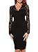 Miusol Women's Elegant Floral Lace Long Sleeves Bridesmaid Midi Dress
