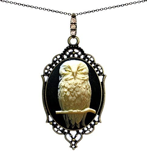 Yspace Antique Brass Long Necklace Heart Wave Decor Pendant Pouch Included for Gift