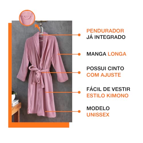 Roupão Microfibra Feminino Masculino Unissex Adulto Quentinho Inverno Frio Super Macio Confortável Antialérgico Secagem Rápida Saída de Banho Casa Hotel Enveloz