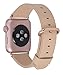 JSGJMY Apple Watch Band 38mm Leather Replacement Strap for iWatch Series 3/Series 2/Series 1/Edition/Sport(Beige+Rose Gold Buckle)