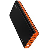 EasyAcc 20000 mAh USB C Power Bank, MegaCharge D20 Portable Charger with 5A Dual Input, 6A 4-Port Output, QC Quick Charge External Battery Pack - Black &amp; Orange