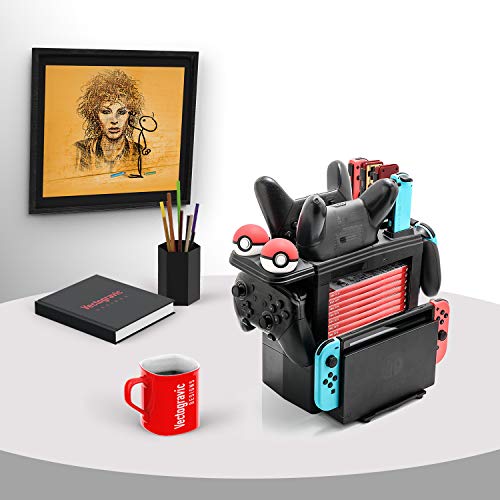 Controller Charger for Nintendo Switch, Charging Dock for Nintendo Switch 2 Joy-Cons, 2 Online NES controllers, 2 Pro Controllers and 2 Poke Ball Plus, Storage Stand for Nintendo Switch Games and Dock - Thumbnail 7