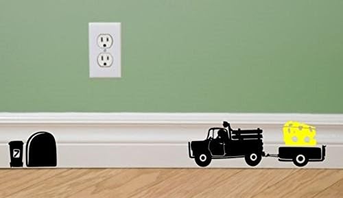 Cheese supplier delivery mouse mice stickers funny wall decal construction road work funny wall kids boys Bob the builder