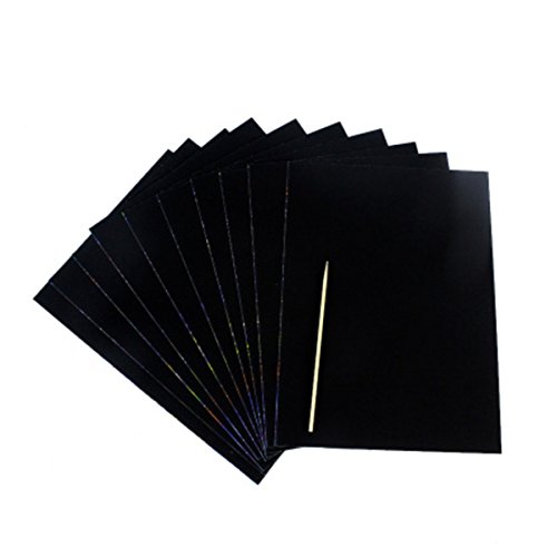 30 Sheet Scratch & Sketch Art papers for Kids Childrens Girls, Scratch Art Rainbow With Three Wood Stylus, Scratch Magic Notes, 7.5" x 10.2"