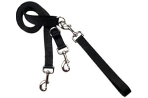 2 HOUNDS DESIGN 2 Hounds Freedom Multipurpose 1 Inch Euro Pet Leash 4 to 8 Foot or Double Dogs with Detachable Handle Black