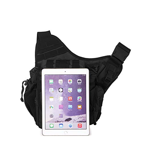 Multi-Functional Tactical Sling Camera Bag MOLLE Military Messenger Shoulder Bag Hiking Bag Luggage (Black)