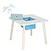 Labebe Wooden Activity Table Chair Set, Bird Printed White Toddler Table with Bin for 1-5 Years, Learning Table/Kid Picnic Table/Cute Bedroom Furniture/Boy Furniture/Baby Girl Table Set/Kid Desk Chair