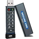 SecureData SecureUSB DUO 32GB Hardware Encrypted USB 3.0 Flash Drive FIPS 140-2 Level 3 Unlock via Keypad or phone app TAA Compliant, CJIS, HIPAA, CMMC, GDPR compliant, works with Mac and Win free AV