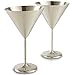 VonShef Large Martini Cocktail Glasses Set, Silver Brushed Stainless Steel, Set of 2