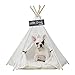 little dove Pet Teepee Dog(Puppy) & Cat Bed - Portable Pet Tents & Houses for Dog(Puppy) & Cat Lace Style 24 Inch with Thick Cushion