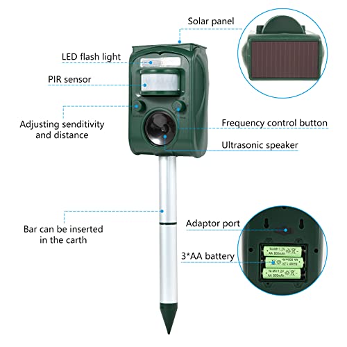 Abilly 2022 Solar Ultrasonic in Repellent Defender Rat, Squirrel, Deer