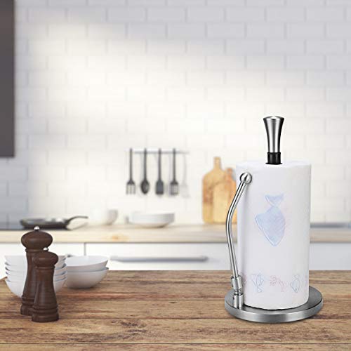 SPACEREST Standing Paper Towel Holder- Anti-Slip, Simply Tear Roll Countertop Tissue Holder,Brushed metal - Thumbnail 6