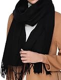 Cashmere Wool Scarf,Large Soft Women Men Scarves Winter Warm Shawl Gift Package (Black)