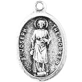Hirten Small Oval Saint Joseph the Worker - Pray for Us Silver Oxidized Medal Charm, Pack of 5 Medals