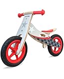WILD BABY Wooden Balance Running Bike - Upgraded Birch Wood Frame, No Pedal Push Bike - Red Racer Girls and Boys Training Bike for Toddlers & Kids (Red)
