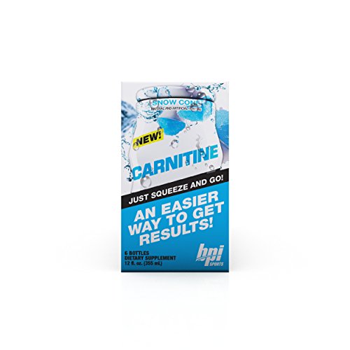 BPI Sports Carnitine Liquid Water Enhancer, Snow Cone, 24 Servings per Bottle, 6 Bottles