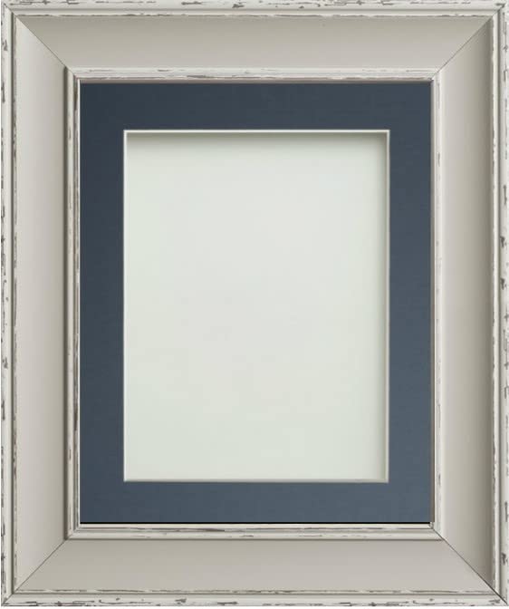 Frame Company Brooke Moonstone Grey Photo Frame, Blue Mount, A4 for 10x6 inch, fitted with perspex