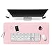 Desk Pad Mouse Pad/Mat - BUBM Large Gaming Mouse Pad Desktop Pad Protector PU Leather Laptop pad for Office and Home,Waterproof and Smooth,2 Year Warranty (Pink-Silver, M)