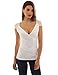 PattyBoutik Women V Neck Lace Overlay Lined Top (White and Ivory Medium)