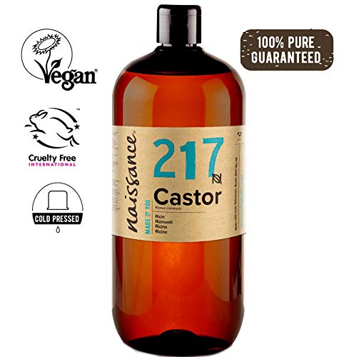 Naissance Cold Pressed Castor Oil 33.8 fl.oz / 1 L - Pure, Natural, Vegan, Hexane-Free, No GMO - Nourishes and Moisturizes Hair, Eyebrows and Eyelashes