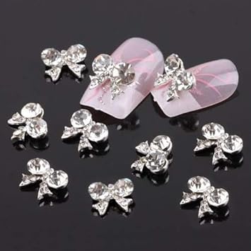 Amazon Com Baost 10pcs 3d Nail Art Manicure Designs Bow Tie Crystal