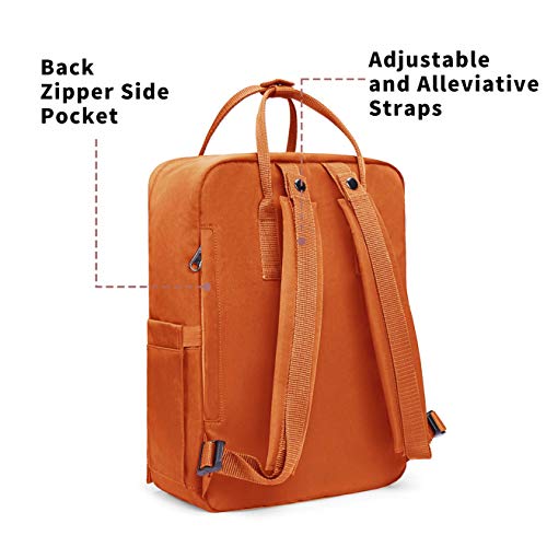 KALIDI Casual Backpack for Women,15 Inches Laptop Classic Backpack Camping Rucksack Travel Outdoor Daypack College School Bag, Orange