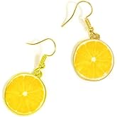 Cute Fruit Lemon Orange Dangle Earrings for Women - Acrylic Resin Earrings Drop Jewelry (orange earrings)