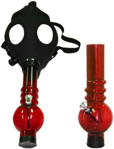BLACK RUBBER GAS MASK W/ ACRYLIC TUBE - RED
