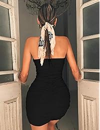 Navvour Mini vestido de club, sin mangas, con hombros descubiertos, para dama