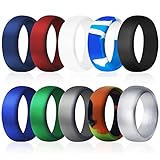 COOLOO Silicone Wedding Ring for Men, 10 Pack