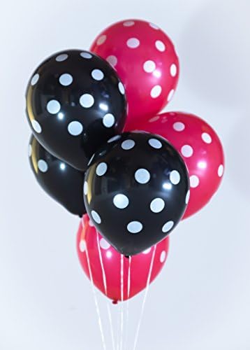 12"latex Polka Dot balloons (50 count) Red and Black