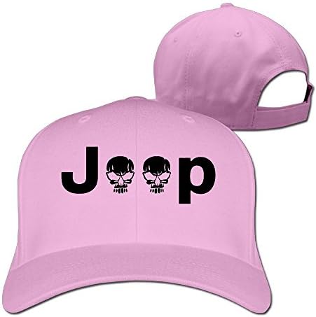 YUVIA For Men Women Baseball-caps Cricket Cap Jeep Logo With Creative Skull Symbol Cap Hats Pink