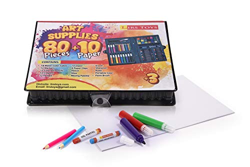 LIRS TOYS Art Set for Kids - 80 Pieces of Art Supplies | Drawing Painting and Coloring Set in a Strong and Portable Art Case | Excellent Gift for Boys and Girls - Includes Paper