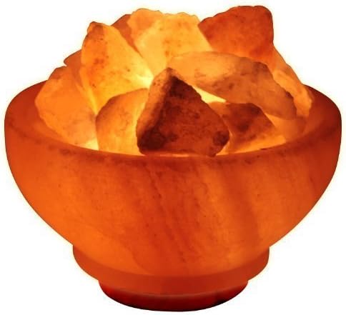 Crystal Allies Gallery CA SLSFB-S Natural Himalayan Salt Fire Bowl Lamp with Rough Salt Chunks &amp; Dimmable Switch, 6 by Crystal Allies Gallery