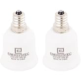 E ENERSYSTEC Candelabra E12 to E26 Light Bulb Base Adapter | Candelabra Socket to Regular Medium Screw Base Converter, Chandelier Socket Adapter, White PBT Material, 2 Pack