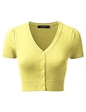 JJ Perfection Women's Button Down Short Sleeve V-Neck Bolero Cropped Cardigan