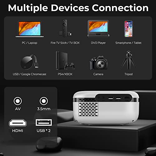 [Upgraded] WiFi Portable Projector, MOOKA Outdoor Movie Projector 8000L