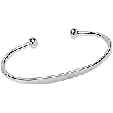 VN Jewelry Womens Silver Bracelet Bangle - 925 Sterling Silver Plain Polished Bangle Bracelet - Torque Style Bangle for Men and Women