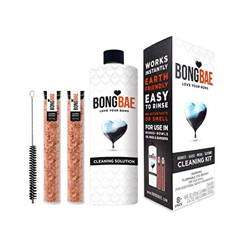 BONG BAE Bong Cleaner Kit Soft Flexible Brush, Cleaning Solution & 2